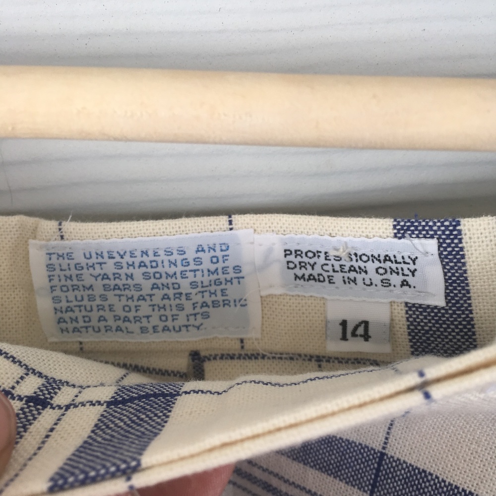High Waisted Plaid Kilt Blue White Vintage - Picture 5 of 5
